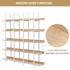 5-stöckiges Bücherregal für Zuhause und Büro, offenes Bücherregal, Vintage Industrial Stil Regal, MDF-Platte, weißer Metallrahmen