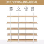 5-stöckiges Bücherregal für Zuhause und Büro, offenes Bücherregal, Vintage Industrial Stil Regal, MDF-Platte, weißer Metallrahmen