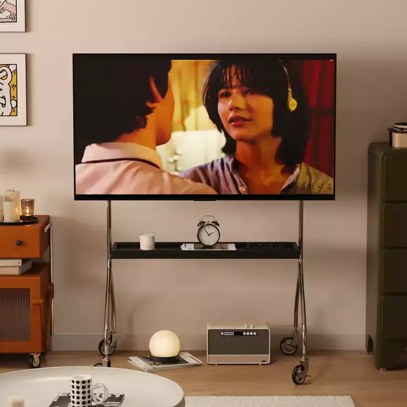 Rollbarer TV-Ständer mit antikem, schwarzem, beweglichem Ständer für bodenstehende Display-TV-Schränke und Projektions-TV-Ständer