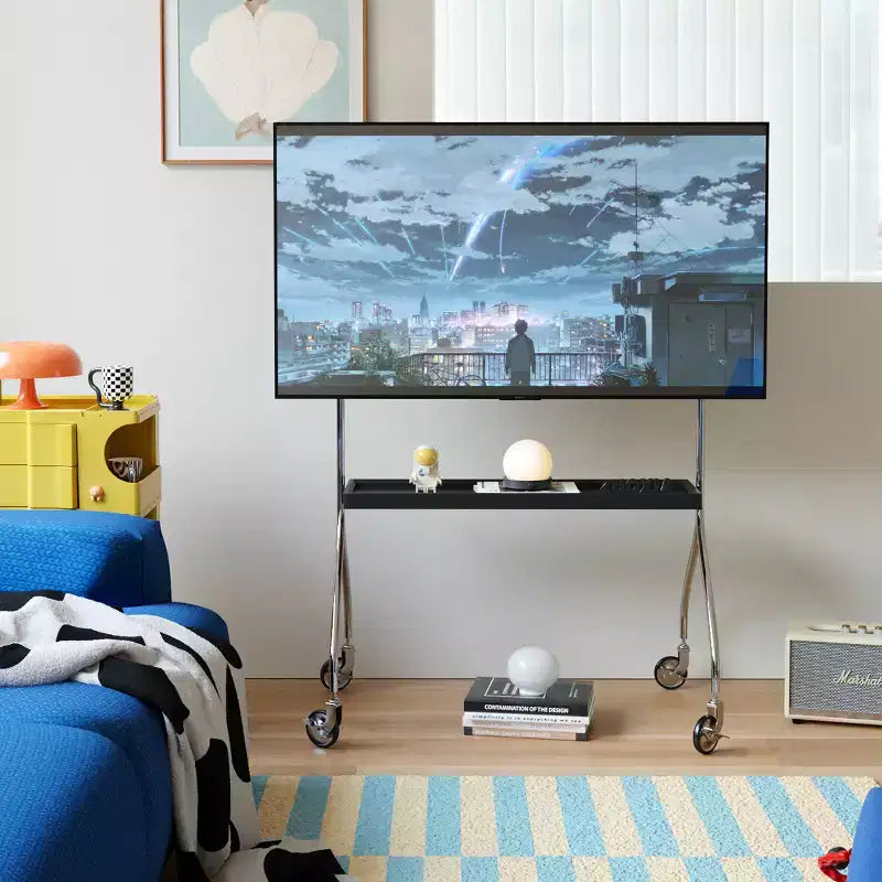Rollbarer TV-Ständer mit antikem, schwarzem, beweglichem Ständer für bodenstehende Display-TV-Schränke und Projektions-TV-Ständer