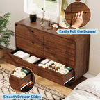 Kommode mit 6 Schubladen für das Schlafzimmer, 47 Zoll breite moderne Holzkommode mit großem Holzstauraum, Schubladenkommode für Wohnzimmer, Flur