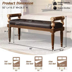 Dana Mid-Century Modern Rubberwood Sitzbank mit Kunstlederbezug und Knopfheftung