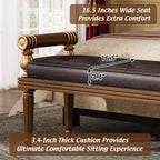 Dana Mid-Century Modern Rubberwood Sitzbank mit Kunstlederbezug und Knopfheftung