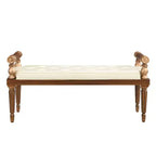 Dana Mid-Century Modern Rubberwood Sitzbank mit Kunstlederbezug und Knopfheftung