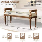 Dana Mid-Century Modern Rubberwood Sitzbank mit Kunstlederbezug und Knopfheftung