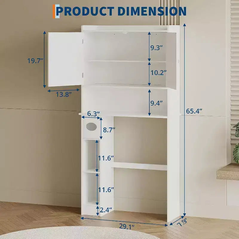 Toilettenschrank mit Scheunentüren, Badezimmerregal über der Toilette mit Taschentuchhaken und verstellbaren Regalböden für Badezimmer, Eingangsbereich, Waschküche