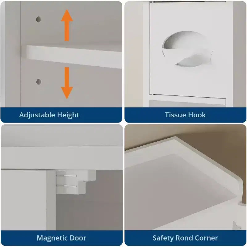 Toilettenschrank mit Scheunentüren, Badezimmerregal über der Toilette mit Taschentuchhaken und verstellbaren Regalböden für Badezimmer, Eingangsbereich, Waschküche