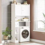Toilettenschrank mit Scheunentüren, Badezimmerregal über der Toilette mit Taschentuchhaken und verstellbaren Regalböden für Badezimmer, Eingangsbereich, Waschküche