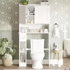 Toilettenschrank mit Scheunentüren, Badezimmerregal über der Toilette mit Taschentuchhaken und verstellbaren Regalböden für Badezimmer, Eingangsbereich, Waschküche