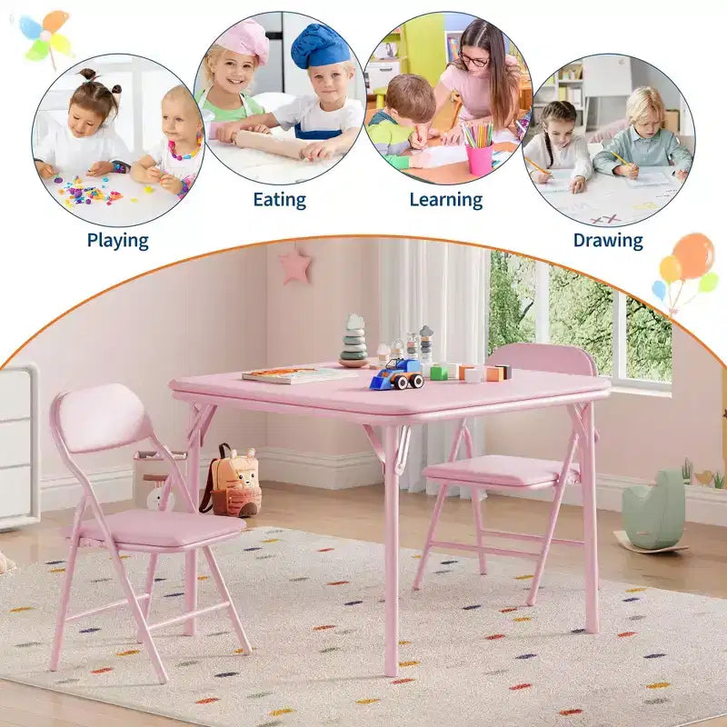 Klappbarer Kinder-Tisch und -Stühle, Jungen- und Mädchen-Aktivitätstisch für Esszimmer, Kindertagesstätte, Klassenzimmer