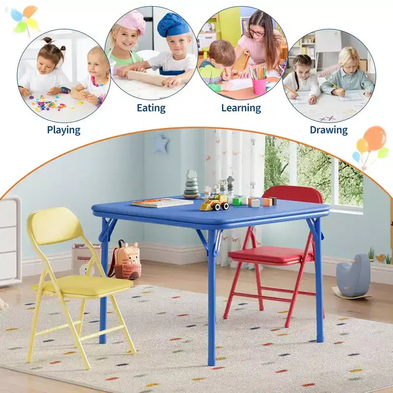 Klappbarer Kinder-Tisch und -Stühle, Jungen- und Mädchen-Aktivitätstisch für Esszimmer, Kindertagesstätte, Klassenzimmer