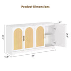 Sideboard Buffet Schrank - Großer Credenza-Stauraum mit 4 Rattan-Türen, Moderner Konsolentisch, Akzent-Kaffeebar-Schrank für Wohnzimmer, Küche, Flur