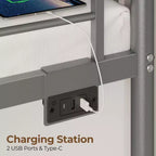 Etagenbett – Dimmbare LED-Streifenlichter, USB-Ladeanschlüsse, Ausziehbett & Umwandelbar in 2 Betten