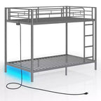 Etagenbett – Dimmbare LED-Streifenlichter, USB-Ladeanschlüsse, Ausziehbett & Umwandelbar in 2 Betten