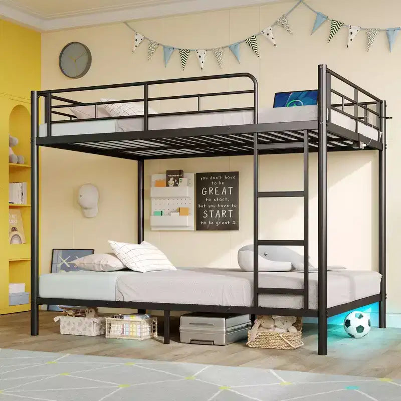 Etagenbett – Dimmbare LED-Streifenlichter, USB-Ladeanschlüsse, Ausziehbett & Umwandelbar in 2 Betten