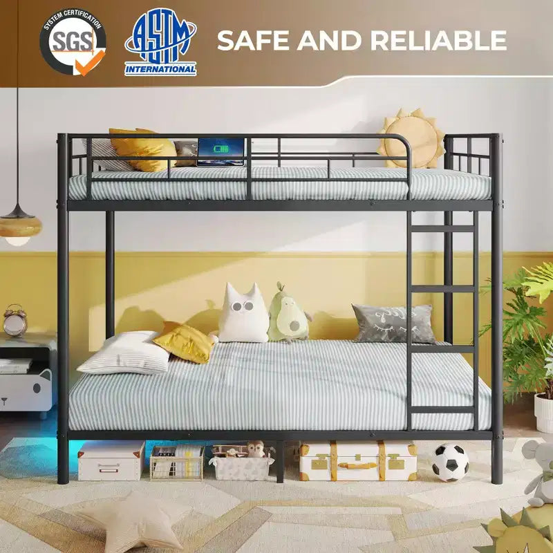 Etagenbett – Dimmbare LED-Streifenlichter, USB-Ladeanschlüsse, Ausziehbett & Umwandelbar in 2 Betten