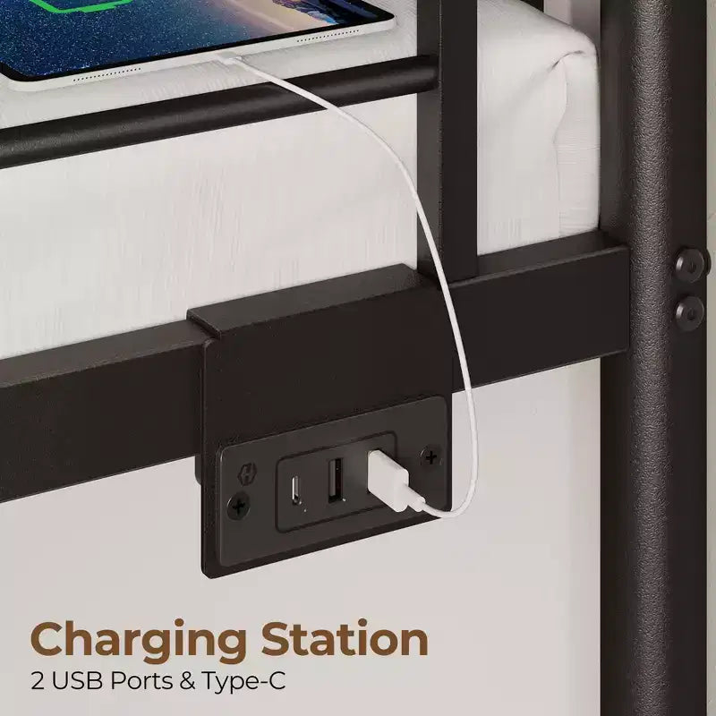 Etagenbett – Dimmbare LED-Streifenlichter, USB-Ladeanschlüsse, Ausziehbett & Umwandelbar in 2 Betten