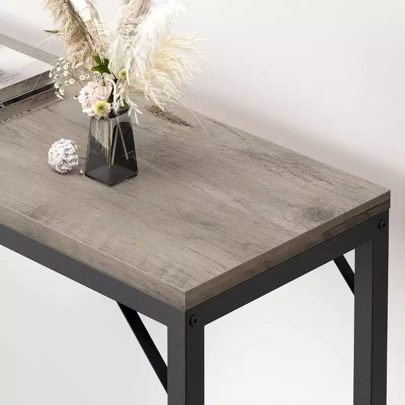 Moderner Sofatisch, 39,4 Zoll Industrieller Konsolentisch für hinter dem Sofa, Eingangsbereich oder Flur, stabiler Metallrahmen mit Holzplatte, platzsparendes Design