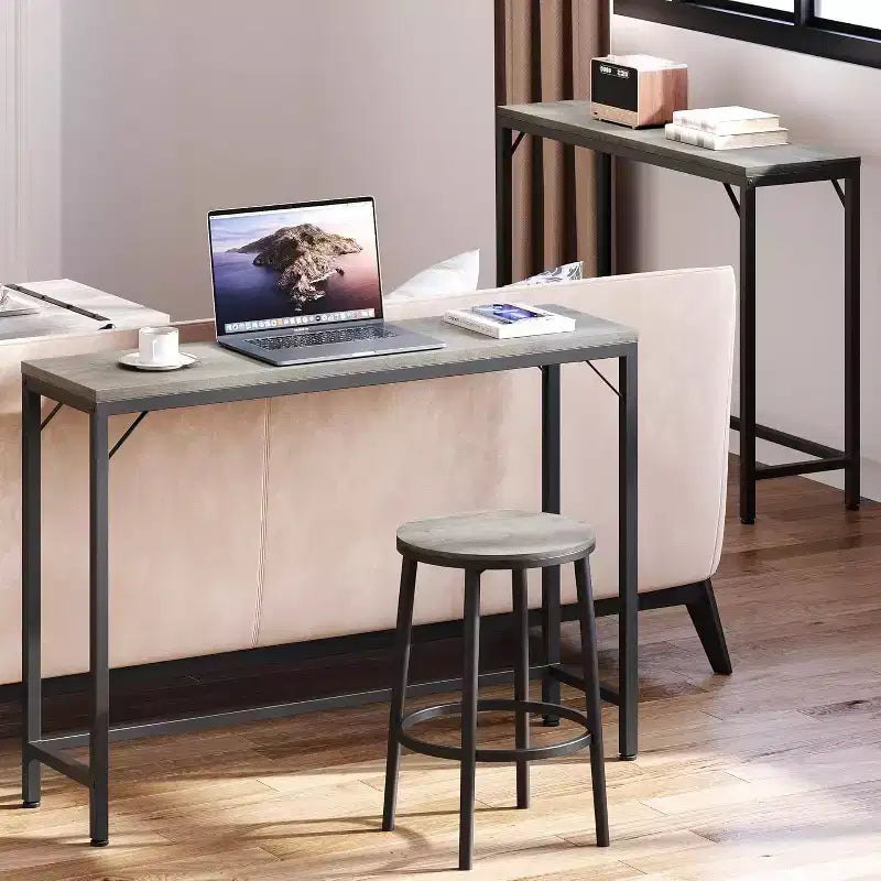 Moderner Sofatisch, 39,4 Zoll Industrieller Konsolentisch für hinter dem Sofa, Eingangsbereich oder Flur, stabiler Metallrahmen mit Holzplatte, platzsparendes Design