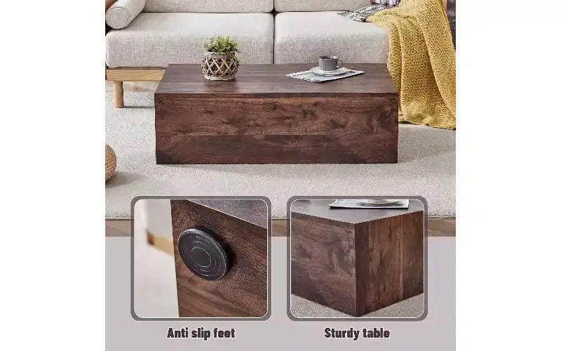 Minimalistischer rechteckiger Couchtisch, sofort einsatzbereiter Beistelltisch für das Wohnzimmer, moderner MDF-Teetisch mit natürlicher Textur
