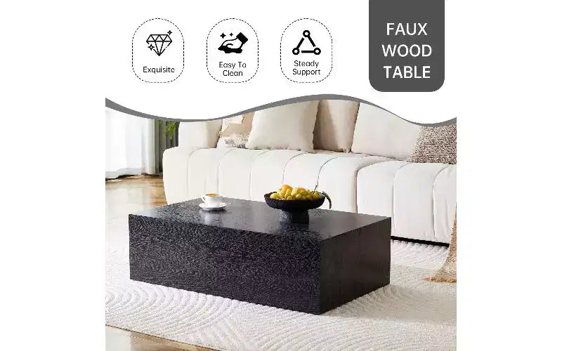 Minimalistischer rechteckiger Couchtisch, sofort einsatzbereiter Beistelltisch für das Wohnzimmer, moderner MDF-Teetisch mit natürlicher Textur