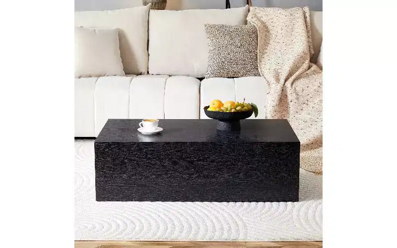 Minimalistischer rechteckiger Couchtisch, sofort einsatzbereiter Beistelltisch für das Wohnzimmer, moderner MDF-Teetisch mit natürlicher Textur