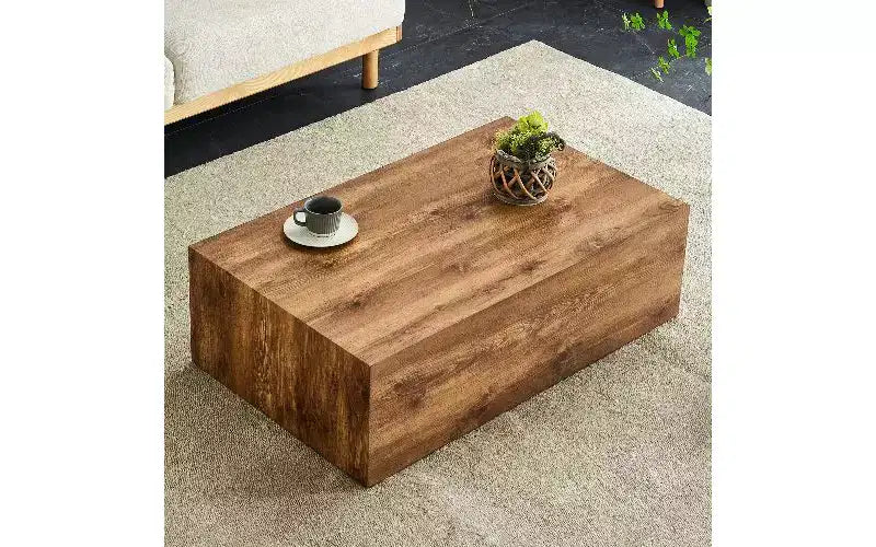 Minimalistischer rechteckiger Couchtisch, sofort einsatzbereiter Beistelltisch für das Wohnzimmer, moderner MDF-Teetisch mit natürlicher Textur