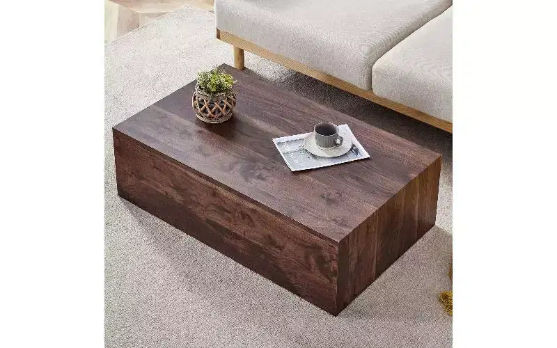 Minimalistischer rechteckiger Couchtisch, sofort einsatzbereiter Beistelltisch für das Wohnzimmer, moderner MDF-Teetisch mit natürlicher Textur