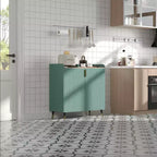 Vitrinenschrank aus Glas, freistehendes Aufbewahrungsmöbel mit Gläserhaltern und Schubladen