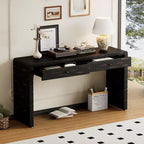 Geschwungener Konsolentisch mit Stauraum, hölzerner Beistelltisch mit 2 Schubladen, rustikale Bauernhaus-Konsolentische für Flur, Diele, Wohnzimmer