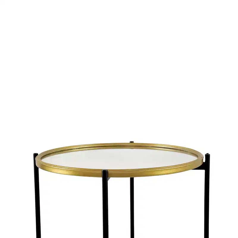 2er-Set Beistelltische aus goldfarbenem und schwarzem Eisen mit Glasplatte
