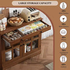 89.9 cm breites Sideboard Buffet-Schrank mit Glastür und Schublade, verstellbarer Aufbewahrungsschrank für Esszimmer, Küche oder Wohnzimmer