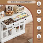 89.9 cm breites Sideboard Buffet-Schrank mit Glastür und Schublade, verstellbarer Aufbewahrungsschrank für Esszimmer, Küche oder Wohnzimmer