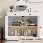 89.9 cm breites Sideboard Buffet-Schrank mit Glastür und Schublade, verstellbarer Aufbewahrungsschrank für Esszimmer, Küche oder Wohnzimmer
