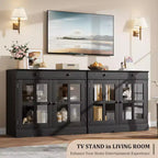 89.9 cm breites Sideboard Buffet-Schrank mit Glastür und Schublade, verstellbarer Aufbewahrungsschrank für Esszimmer, Küche oder Wohnzimmer