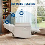 Elektrischer Relaxsessel mit USB-Anschluss, um 270° drehbarer Schaukelstuhl mit breiter Sitzfläche und Chenille-Stoff, für Wohnzimmer oder Kinderzimmer