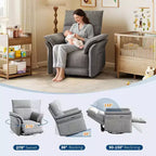 Elektrischer Relaxsessel mit USB-Anschluss, um 270° drehbarer Schaukelstuhl mit breiter Sitzfläche und Chenille-Stoff, für Wohnzimmer oder Kinderzimmer