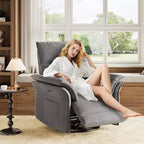 Elektrischer Relaxsessel mit USB-Anschluss, um 270° drehbarer Schaukelstuhl mit breiter Sitzfläche und Chenille-Stoff, für Wohnzimmer oder Kinderzimmer