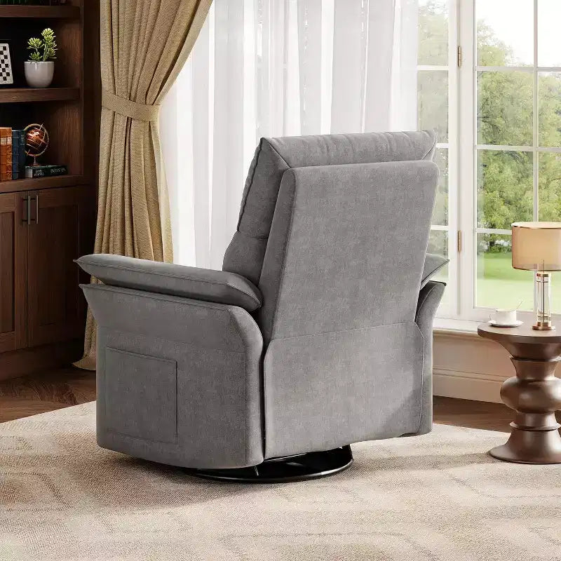 Elektrischer Relaxsessel mit USB-Anschluss, um 270° drehbarer Schaukelstuhl mit breiter Sitzfläche und Chenille-Stoff, für Wohnzimmer oder Kinderzimmer