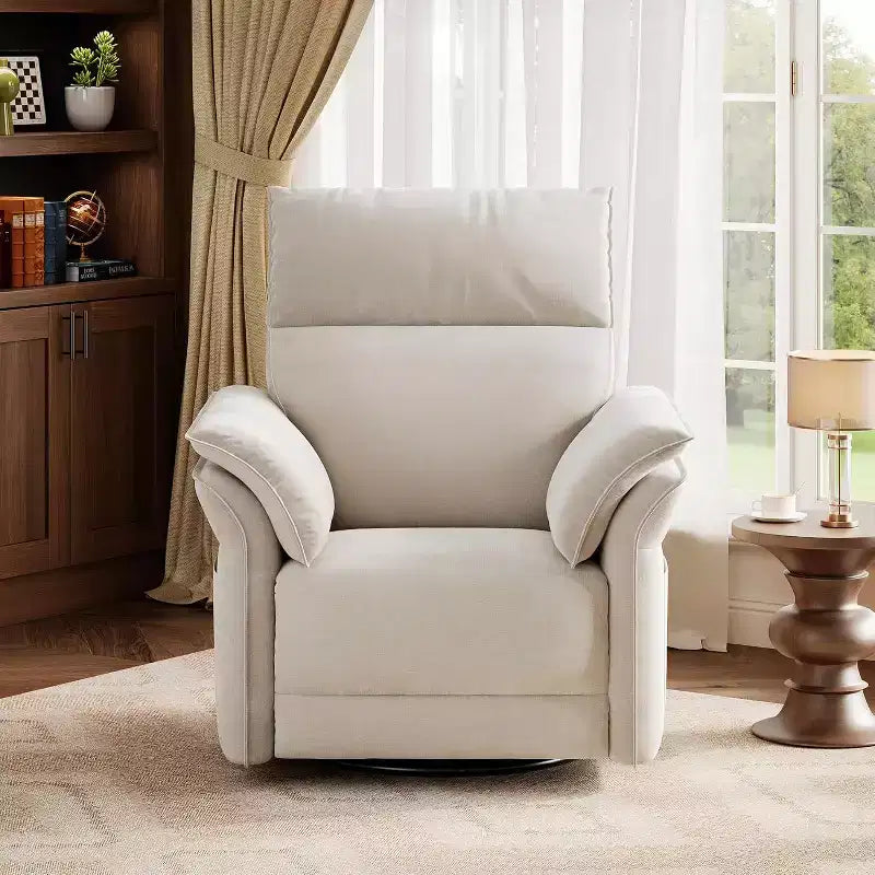 Elektrischer Relaxsessel mit USB-Anschluss, um 270° drehbarer Schaukelstuhl mit breiter Sitzfläche und Chenille-Stoff, für Wohnzimmer oder Kinderzimmer