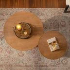 31,1 Zoll runder Couchtisch aus Holz, Couchtisch aus Eiche Natur mit ausgeschnittenem Sockel für Wohnzimmer im Landhausstil