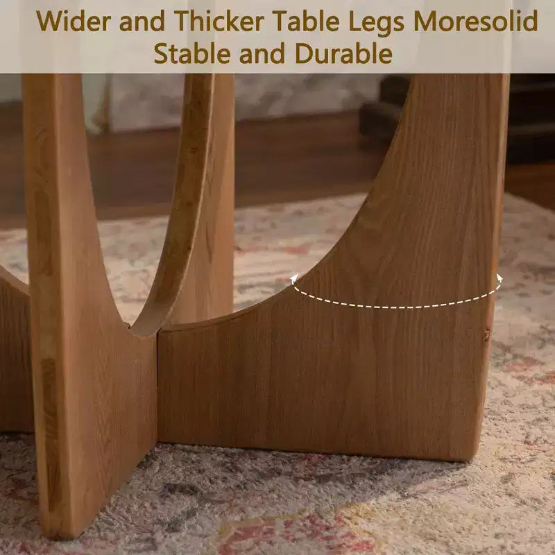31,1 Zoll runder Couchtisch aus Holz, Couchtisch aus Eiche Natur mit ausgeschnittenem Sockel für Wohnzimmer im Landhausstil