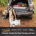 Tragbarer klappbarer Grill- und Vorbereitungstisch mit Rollen, Edelstahl-Grillständer für Camping, Tailgating und Outdoor-Kochen, rollbarer Esstischwagen