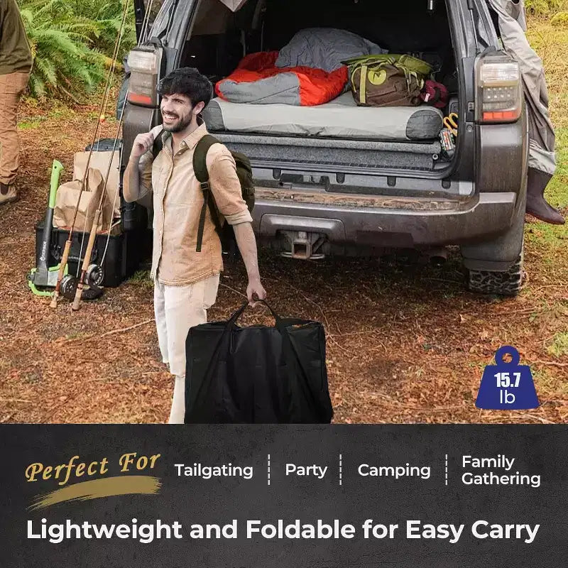 Tragbarer klappbarer Grill- und Vorbereitungstisch mit Rollen, Edelstahl-Grillständer für Camping, Tailgating und Outdoor-Kochen, rollbarer Esstischwagen