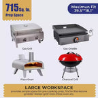 Tragbarer klappbarer Grill- und Vorbereitungstisch mit Rollen, Edelstahl-Grillständer für Camping, Tailgating und Outdoor-Kochen, rollbarer Esstischwagen