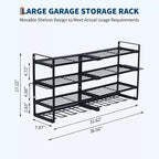 COZONY Hochleistungs-Wandmontage Werkzeug-Organizer-Rack, 4-lagiger Metall-Garagen-Organizer mit 8 Bohrschlitzen & Haken, 240Lb Tragfähigkeit Werkzeug-Organizer für Werkstatt