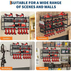 COZONY Hochleistungs-Wandmontage Werkzeug-Organizer-Rack, 4-lagiger Metall-Garagen-Organizer mit 8 Bohrschlitzen & Haken, 240Lb Tragfähigkeit Werkzeug-Organizer für Werkstatt