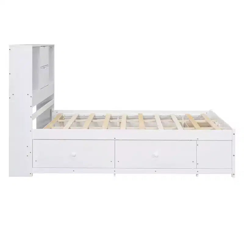 Kieferbettgestell für Queen-/Kingsize-Betten mit Stauraumkopfteil und 8 Schubladen