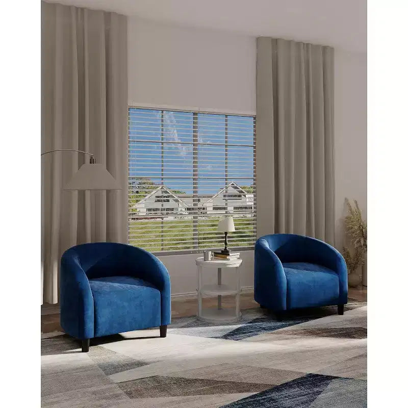 Akzentstuhl-Set aus 2er-Club-Sesseln, gemütlicher Armlehnensessel, gepolsterter Fasssessel mit massiven Beinen für Wohnzimmer, Schlafzimmer, Arbeitszimmer, Wartezimmer