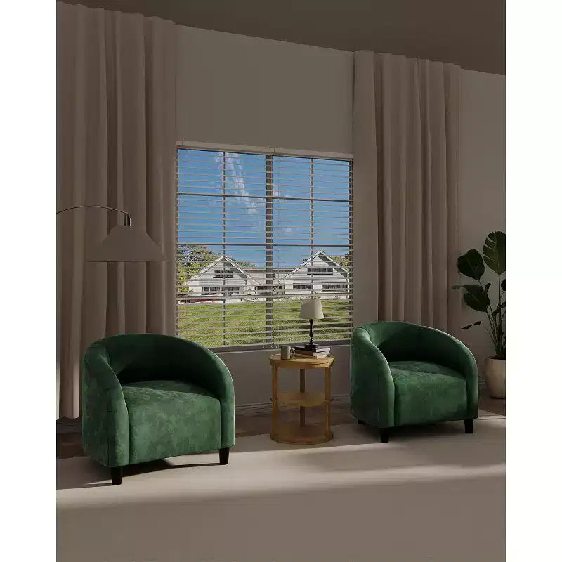 Akzentstuhl-Set aus 2er-Club-Sesseln, gemütlicher Armlehnensessel, gepolsterter Fasssessel mit massiven Beinen für Wohnzimmer, Schlafzimmer, Arbeitszimmer, Wartezimmer